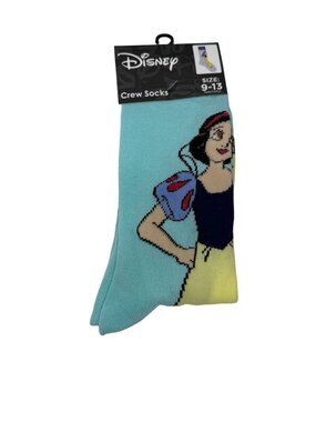 Disney Snow White Crew Socks Womens 9-13 Blue Princess Graphic NWT